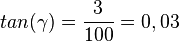 tan(\gamma)=\frac{3}{100}=0,03