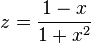 z=\frac{1-x}{1+x^2}