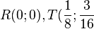 R(0;0), T(\frac{1}{8};\frac{3}{16}