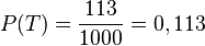 P(T)=\frac{113}{1000}=0,113