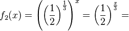 f_2(x)=\left ( \left ( \frac{1}{2} \right )^{\frac{1}{3}} \right )^x = \left (\frac{1}{2}\right )^{\frac{x}{3}} =