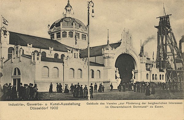 Düsseldorf, Nordrhein-Westfalen - Gewerbe- und Industrie-Ausstellung 1902, Bergbaugebäude (Zeno Ansichtskarten)