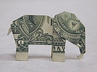 Origami (made from an American 1-dollar bill) of an elephant.jpg